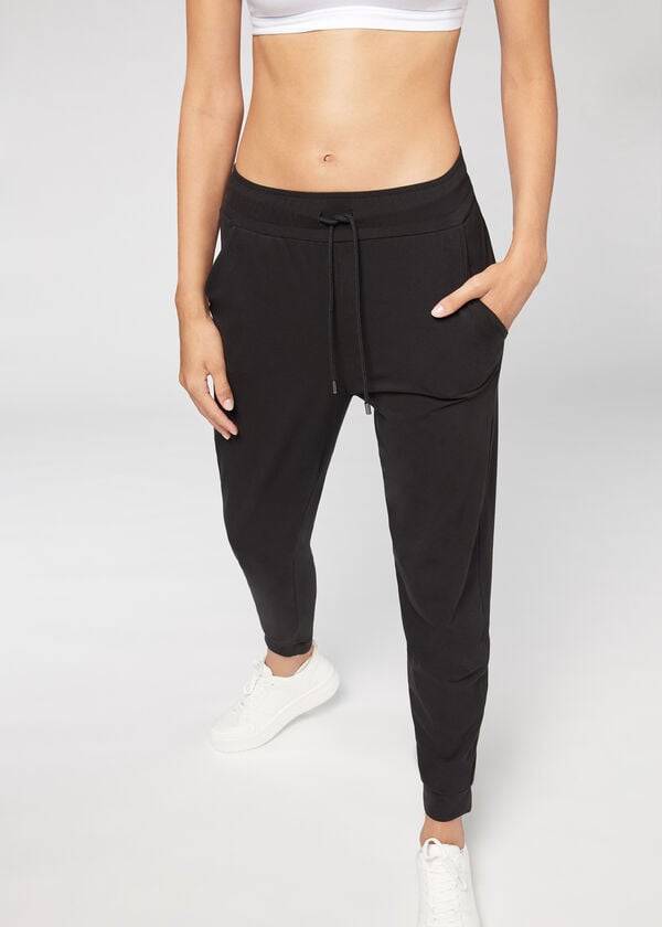 Leggins Calzedonia Jogger in Ultra Light Supima Algodon Mujer Negros | MX1529BC