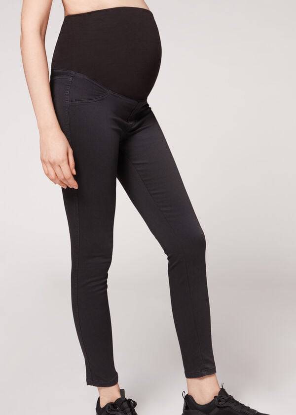 Leggins Calzedonia Maternity Jean Deporte Mujer Negros | MX1443HK