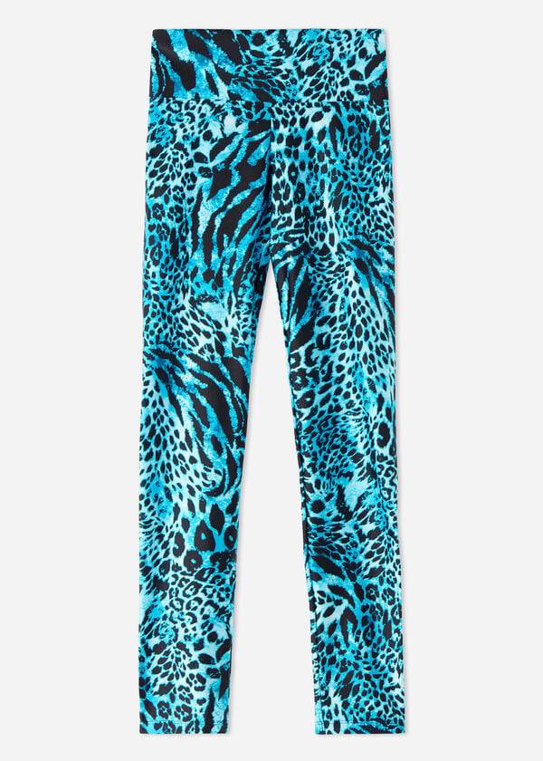 Leggins Calzedonia Shiny Animal-Print Atléticos Mujer Turquesa | MX1510TV