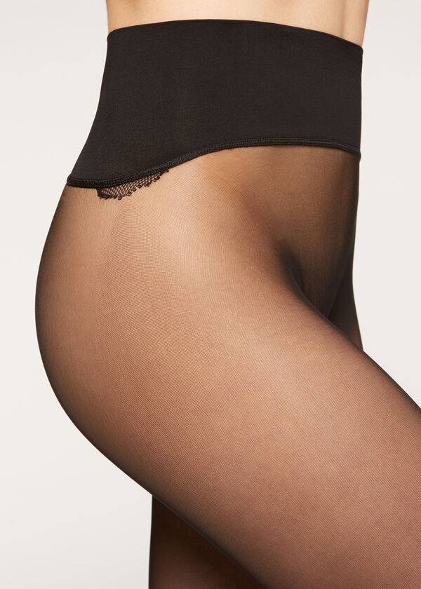 Mallas Calzedonia 20 Denier Seamless Totally Invisible Sheer Mujer Negros | MX3035EX