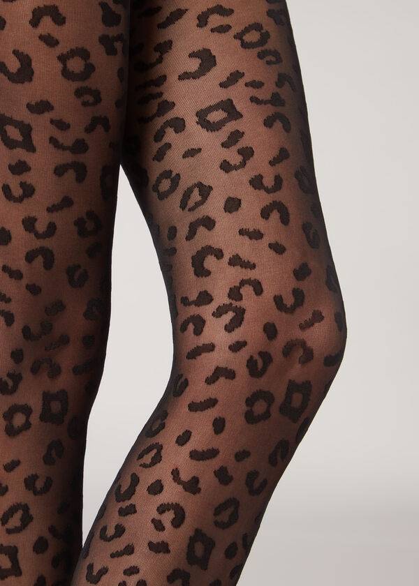 Mallas Calzedonia Animal Pattern 30 Denier Sheer Patterned Mujer Negros | MX3107WY