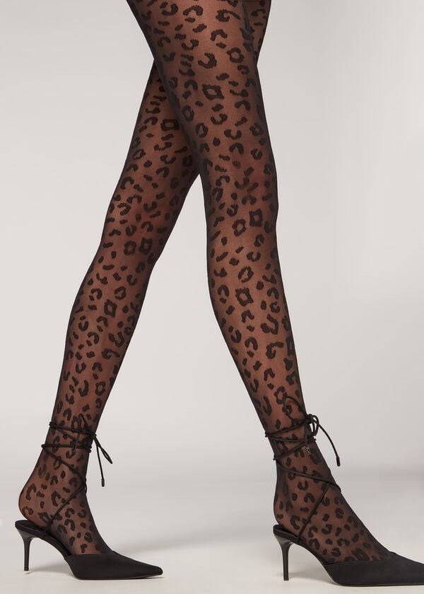 Mallas Calzedonia Animal Pattern 30 Denier Sheer Patterned Mujer Negros | MX3107WY