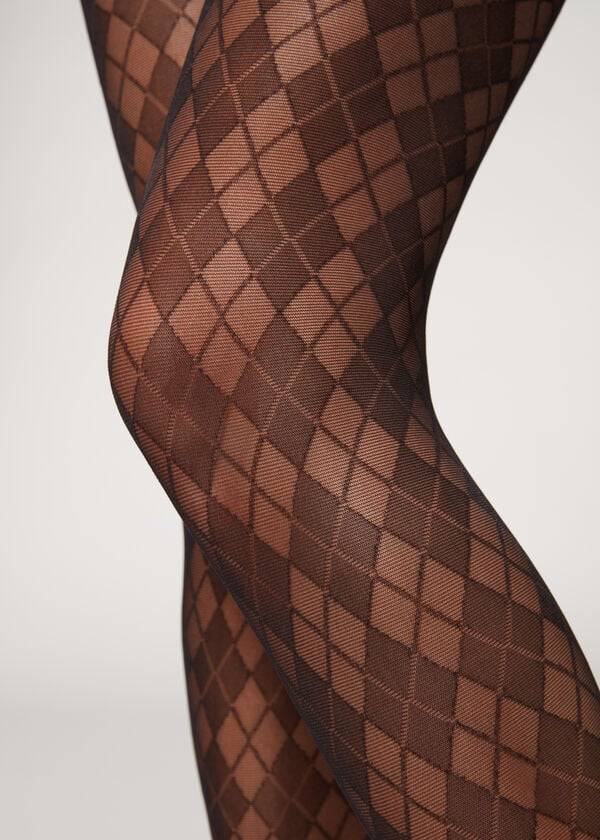 Mallas Calzedonia Argyle 50 Denier Sheer Patterned Mujer Negros | MX3105RW