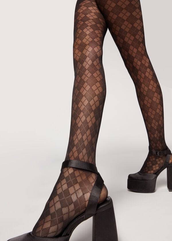 Mallas Calzedonia Argyle 50 Denier Sheer Patterned Mujer Negros | MX3105RW