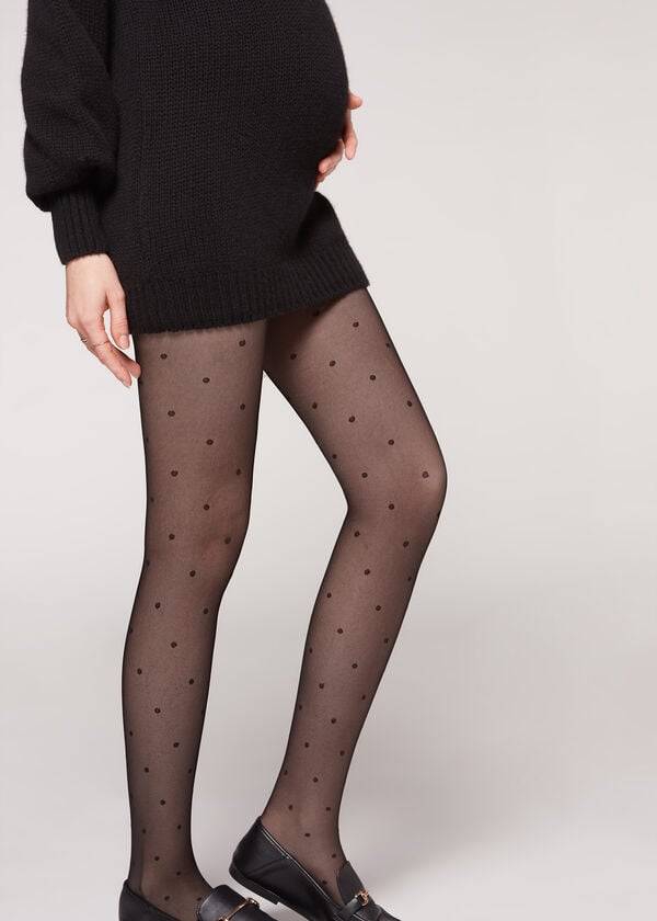 Mallas Calzedonia Maternity Polka Dot Mujer Negros | MX3185XF