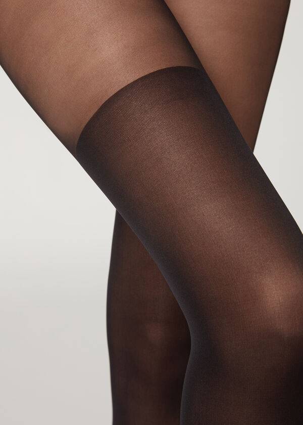 Mallas Calzedonia Over-The-Knee Sheer Mujer Negros | MX2966QZ