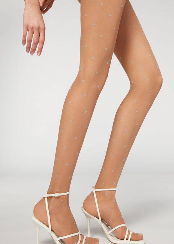 Mallas Calzedonia Sheer 30 Denier All-Over Polka-Dot Patterned Mujer Beige | MX3062EX