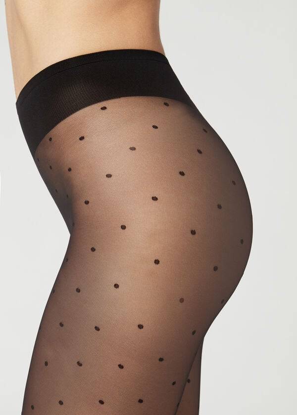 Mallas Calzedonia Sheer polka dot Mujer Negros | MX2955SO