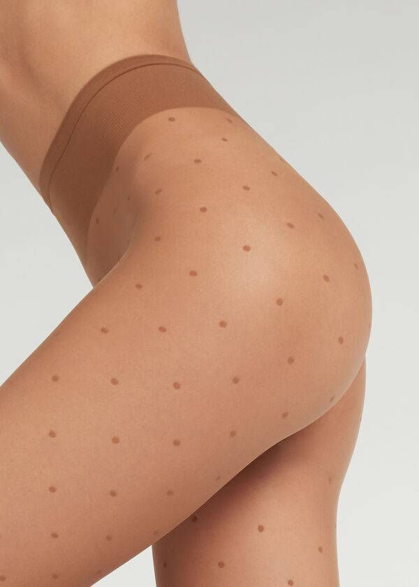 Mallas Calzedonia Sheer polka dot Mujer Beige | MX2956AP