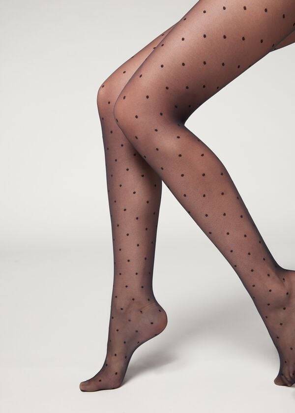 Mallas Calzedonia Sheer polka dot Mujer Azules | MX2957PQ