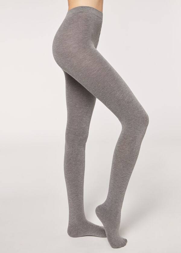 Mallas Calzedonia Soft Modal and Cashmere Blend Opaque Mujer Grises | MX3129UT