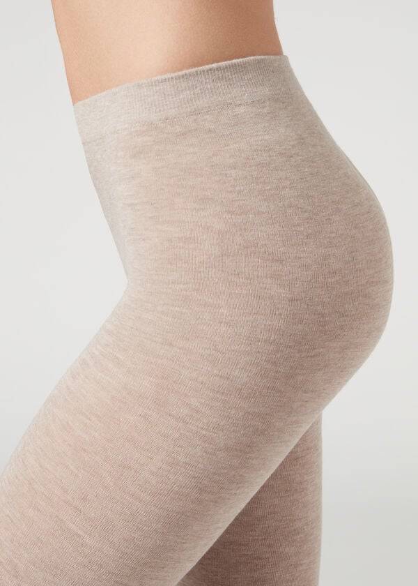 Mallas Calzedonia Soft Modal and Cashmere Blend Opaque Mujer Beige | MX3130YU