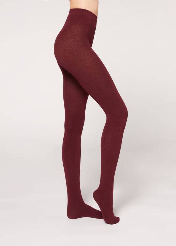 Mallas Calzedonia Soft Modal and Cashmere Blend Opaque Mujer Vino | MX3132RW