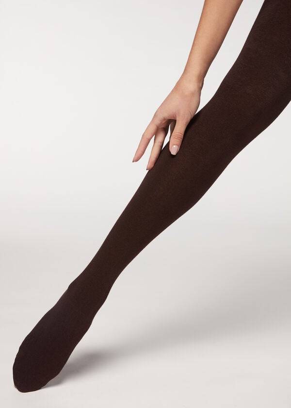 Mallas Calzedonia Soft Modal and Cashmere Blend Opaque Mujer Cafes | MX3133EX