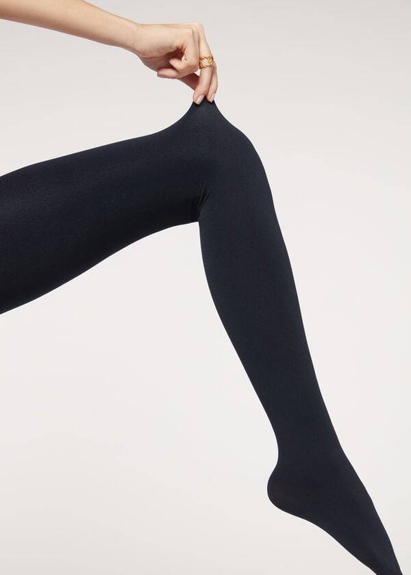 Mallas Calzedonia Thermal Super Opaque Mujer Azules | MX3122FM