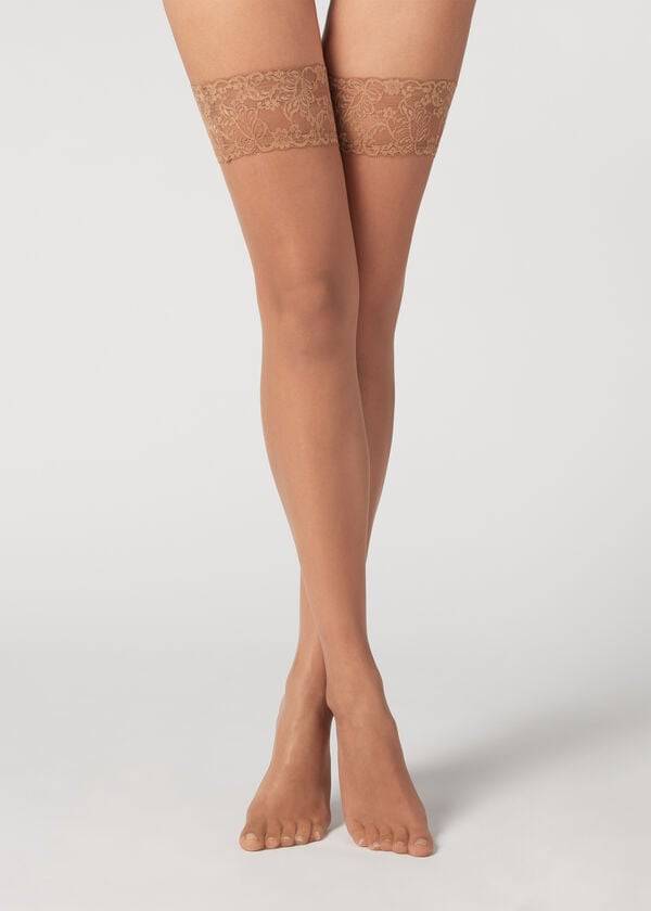 Medias Calzedonia 8 Denier Ultra Sheer Thigh-Highs Mujer Marrom | MX2934UT