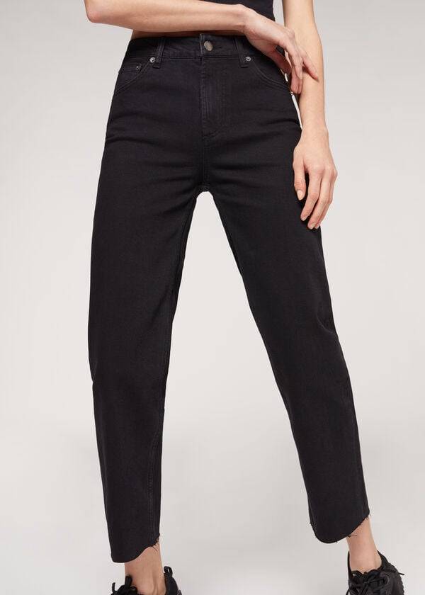 Pantalones Calzedonia Cropped Directo-Leg Mujer Negros | MX1466DN