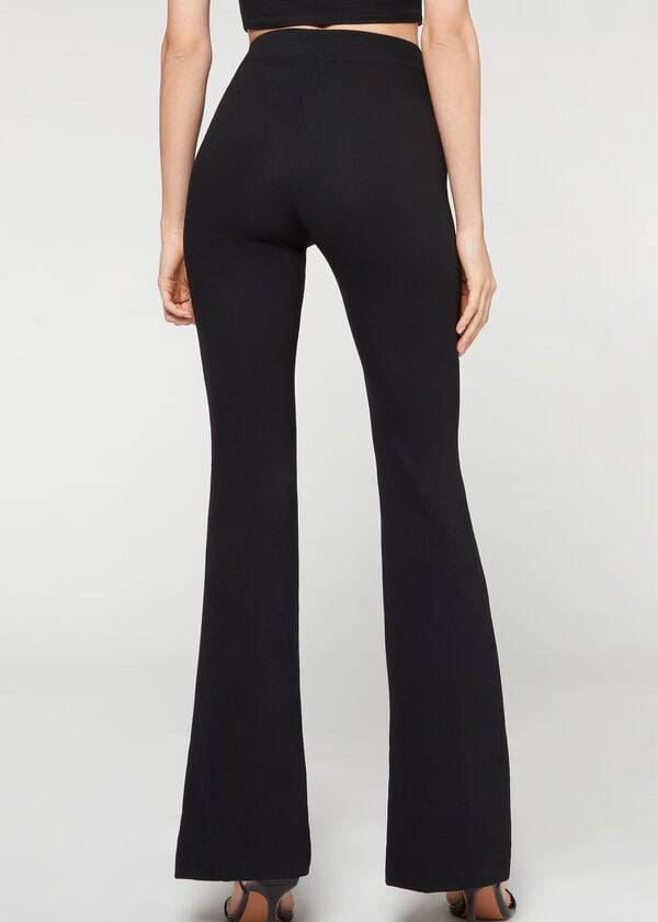 Pantalones Calzedonia Flared Mujer Negros | MX1461IS