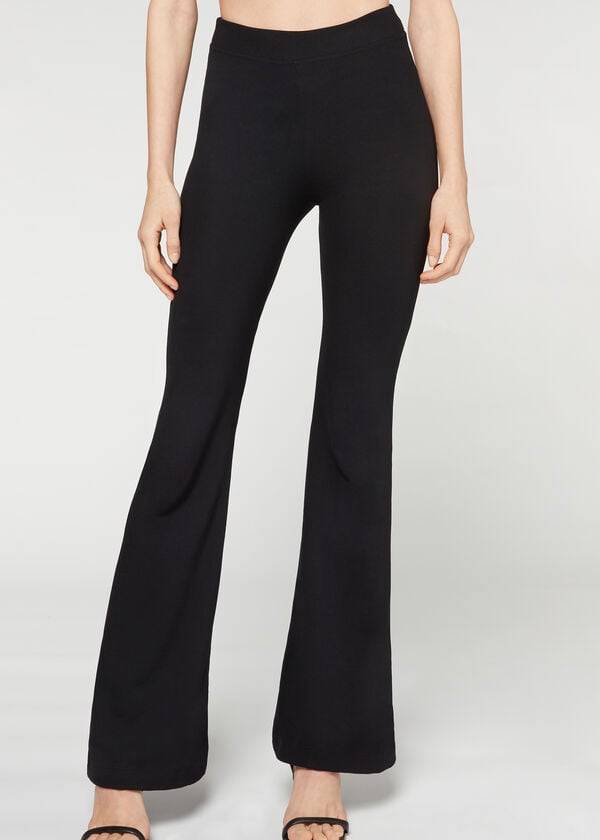 Pantalones Calzedonia Flared Mujer Negros | MX1461IS