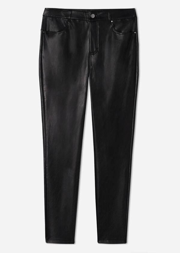 Pantalones Calzedonia Thermal leather-effect Mujer Negros | MX1448XF