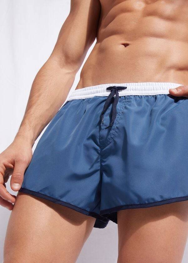 Traje De Baño Calzedonia Venice Beach Hombre Azules Blancos | MX1280OR